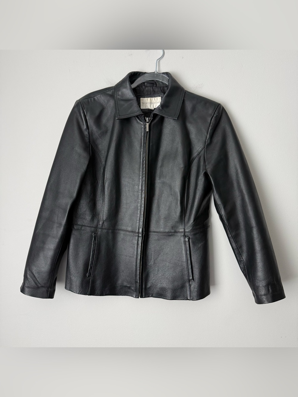 90s Worthington Black Leather Zip Jacket